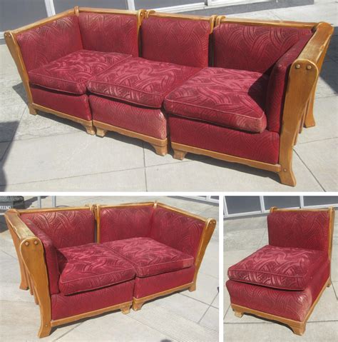 Anyone have a solution as to how to keep the pieces from separating? UHURU FURNITURE & COLLECTIBLES: SOLD - Red Velvet Sofa ...