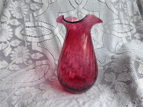 Vintage Dartington Cranberry Glass Vase From The Vand A Series Etsy Uk Cranberry Glass Vase