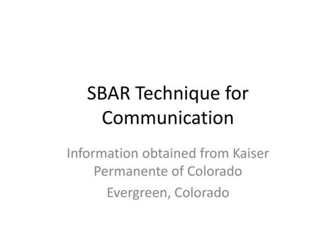 Ppt Sbar Technique For Communication Powerpoint