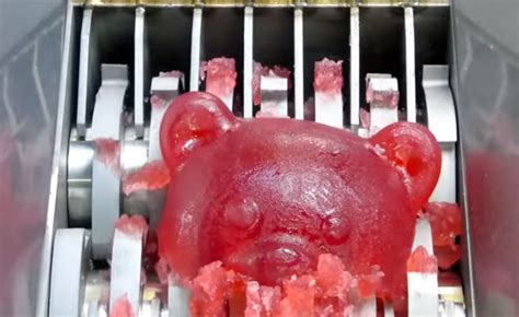 Watching A Giant Gummy Bear Being Industrially Shredded Is Oddly