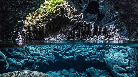 Hd Wallpaper Water Nature Cave Rock Underwater Cool Crystal