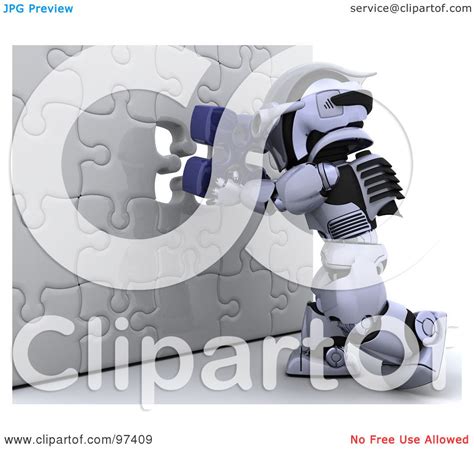 Royalty Free Rf Clipart Illustration Of A 3d Silver Robot Inserting A