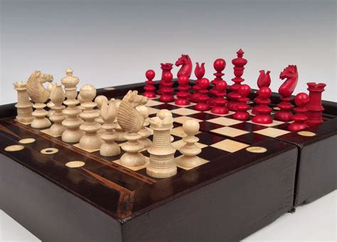 Antique Miniature Games Board And Ivory Chess Set