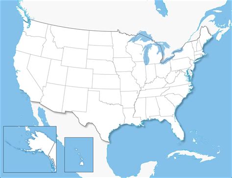 Blank Physical Map United States