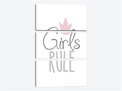 Girls Rule Pink And Grey Canvas Artwork By Pixy Paper Icanvas