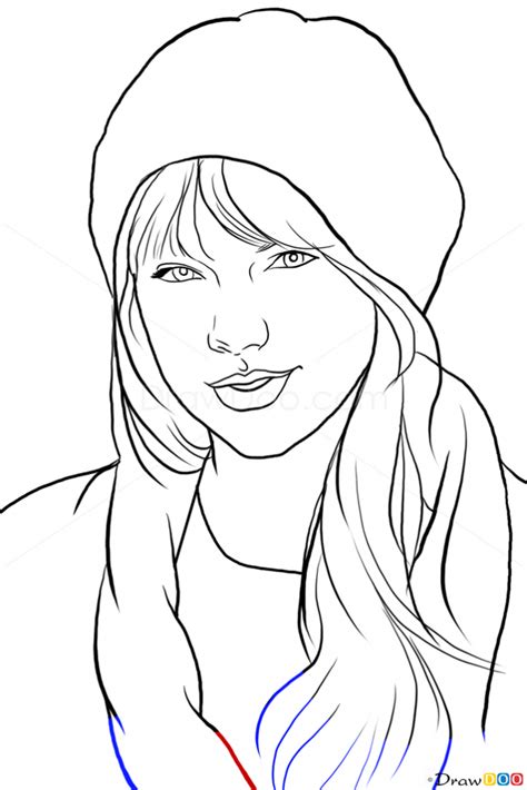 How To Draw Taylor Swift Famous Singers Taylor Swift Drawing Line