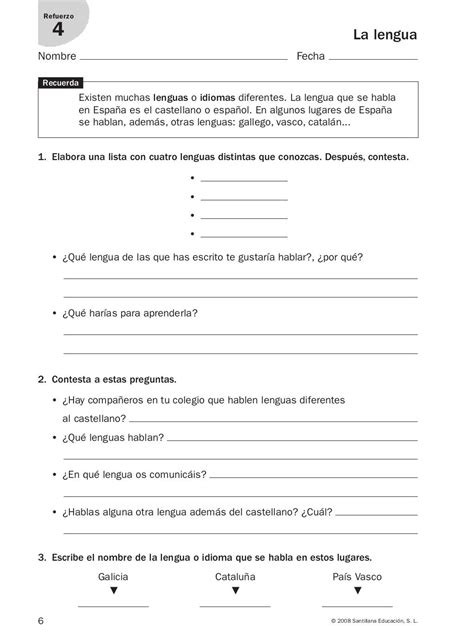 Lengua Repaso Y Ampliación 3º Primaria Santillana Apuntes De Lengua