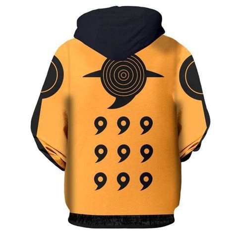 Naruto Hoodies Naruto Nine Tail Chakra Mode Zip Up Hoodie Jacket
