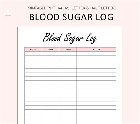 Blood Glucose Log Free Printable