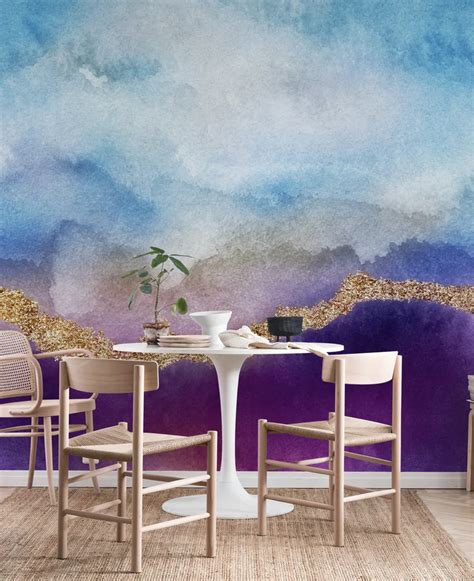 Buy Abstract Purple Gold Wall Mural Free Us Shipping At