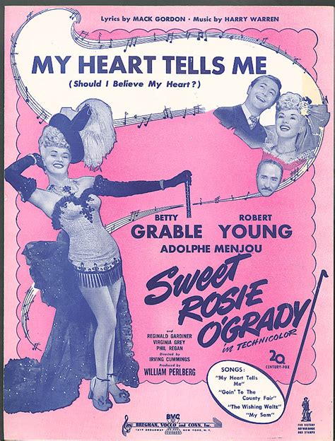 My Heart Tells Me Betty Grable Movie Sheet Music 1943