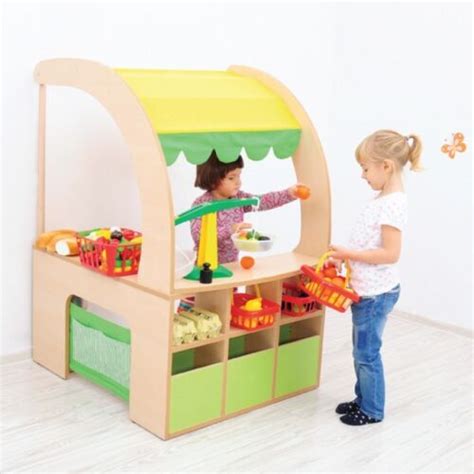 Kids Wooden Shopping Stall Shop Childrens Role Play Fun Toy Educational
