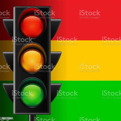 Traffic Light On Striped Background Stock Illustration Download Image