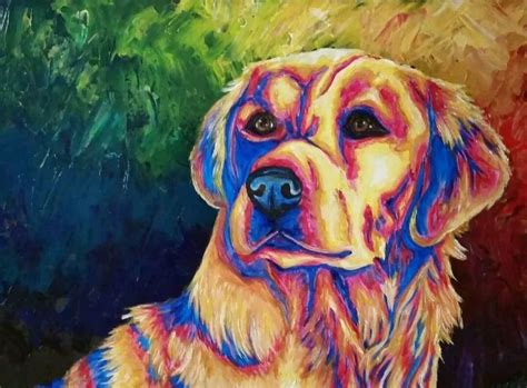 March Madness Sale Original Abstract Dog Art Painting 12x16 Golden