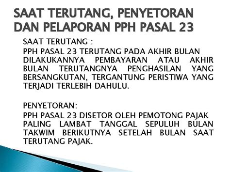 PPH PASAL 23 PENGERTIAN PPH PASAL 23 MENGATUR