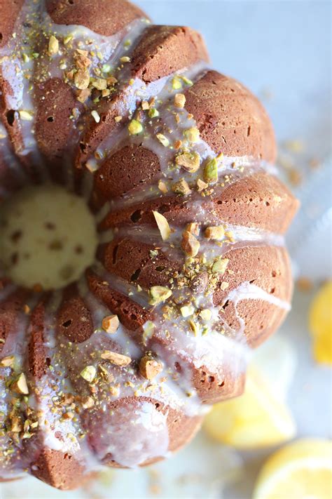 Put all cake ingredients in mixer bowl mix and beat for 10 minutes. Lemon Pistachio Bundt Cake