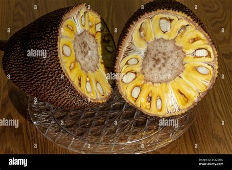 Jackfruit Artocarpus Heterophyllus Sliced Fruit Where Seeds And