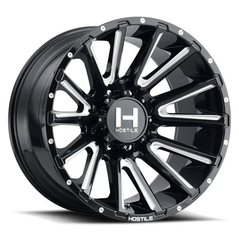 Hostile H123 Typhoon Black Milled Powerhouse Wheels And Tires