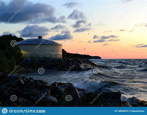Sunrise In Port Washington Wi Stock Image Image Of
