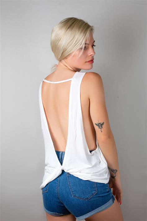 Open Back Tank Top With Twist Yoga Crossfit Workout Tank Etsy Backless Tank Top Tank