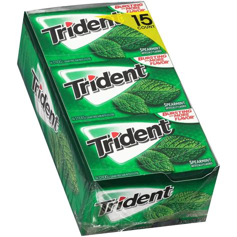 Trident Spearmint Sugar Free Gum 15 Packs Of 14 Pieces 210 Total
