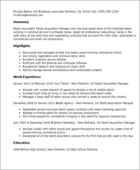Talent Acquisition Manager Resume Examples And Templates