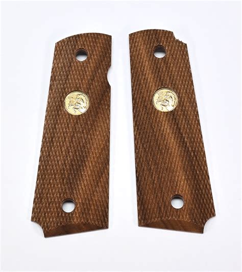 Colt Series 70 1911 Factory Original Checkered Wood Grips Gold 150