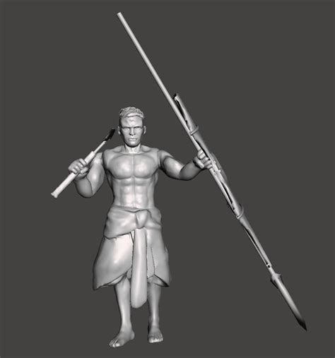 Igorot Warrior With Head Hunter Axe Spear And Traditional Shield 3d