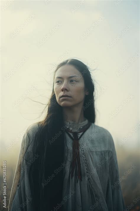 Native American Indigenous Woman Young Pretty Historial Portrait Of A