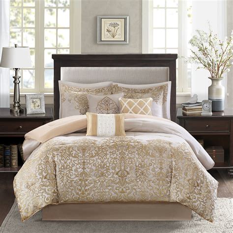 Shop king size comforter sets, king size bed in a bag, and king bedding sets online at burkes outlet to for incredible prices on styles and bedding brands you love. BEAUTIFUL MODERN ELEGANT GOLD BEIGE TAUPE SCROLL COMFORTER ...