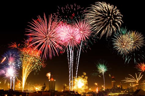 Colorful Fireworks On New Year S Day Over The City Celebration Image Free Stock Photo Public