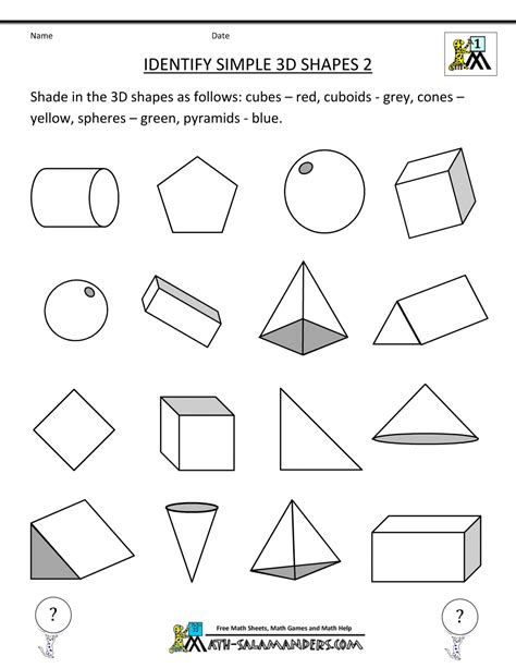 First Grade Geometry 3d Shapes Worksheets Shapes Worksheets 1st