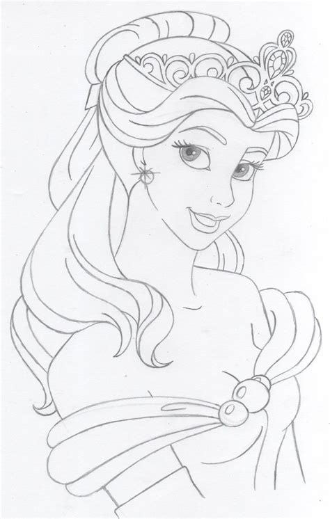 Draw a cute cartoon princess character step by step, easy! Disney's Belle | Disney princess coloring pages, Disney ...