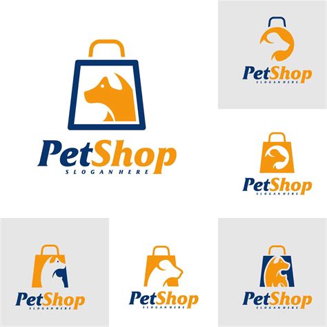 Set Of Pet Shop Logo Design Template Dog Shop Logo Concept Vector
