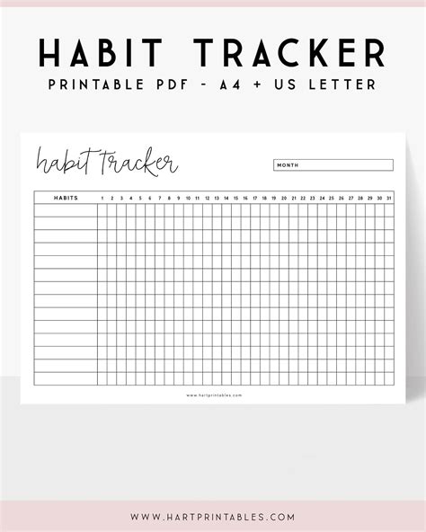 Habit Tracker Template Printable Habit Chart A4 Daily Habit Etsy