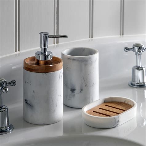 Atworth Bathroom Set Of 3 Marble Effect Bathroom Accessories