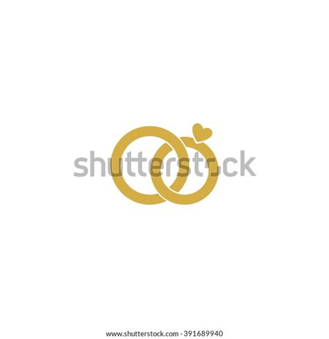 Wedding Logo Gold Wedding Ringsstylized Engagement Stock Vector