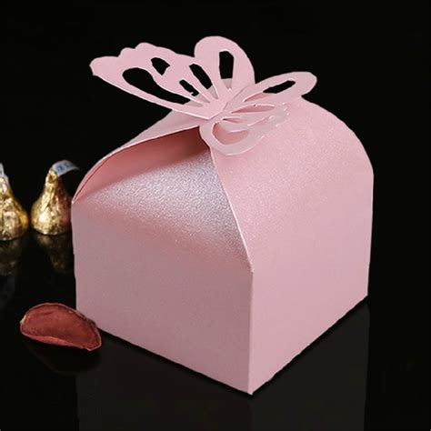 10pcs Pink Butterfly Laserwedding Party Favor Box Butterfly Wedding Box