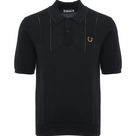 Lyst Fred Perry X Miles Kane Pointelle Knitted Polo Shirt In Black For Men
