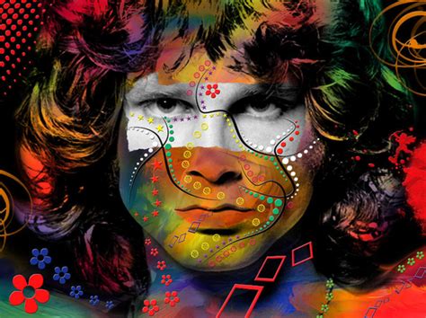 Jim Morrison Cartoon Poster Canvas Print Wooden Hanging Scroll