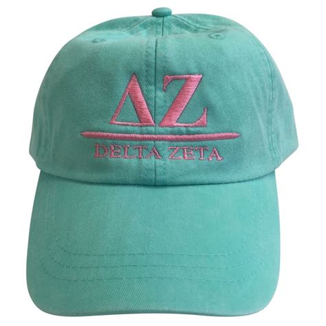 Delta Zeta Sorority B Sea Foam Baseball Hat With Coral Etsy Delta