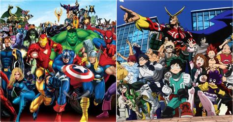 My Hero Academia Class 1 A And Marvel Characters With The
