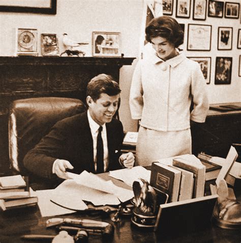 Senator John Kennedy And His Wife Jackie In His Office In 1958 John