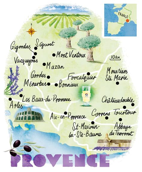 Illustrated Maps Provence France France Travel Illustrated Map
