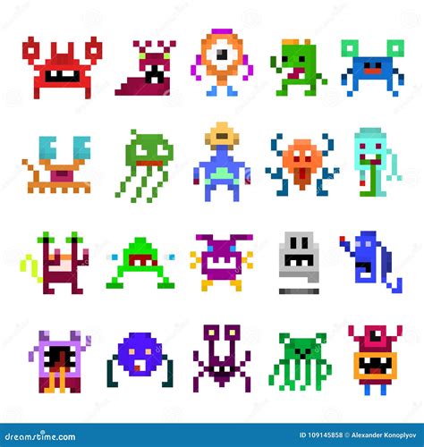 Pixel Monster Set Stock Vector Illustration Of Cartoon 109145858