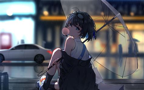 Download Wallpaper 1440x900 Enjoying Rain Anime Girl 1440x900