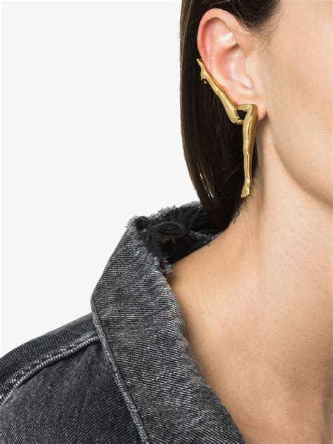 Anissa Kermiche Gold Plated Yes We Can Silver Onyx Earring Farfetch