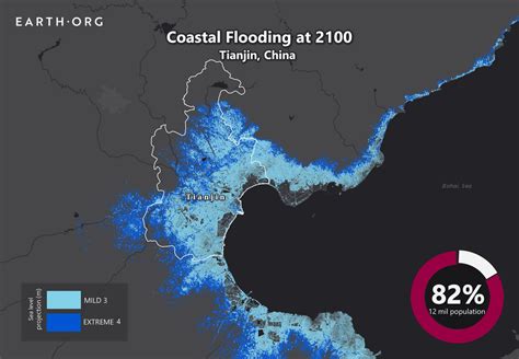 Sea Level Rise Projection Map Tianjin Earth Past Present Future