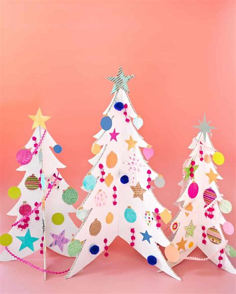Hello Wonderful Colorful Cardboard Christmas Trees And Diy Ornaments