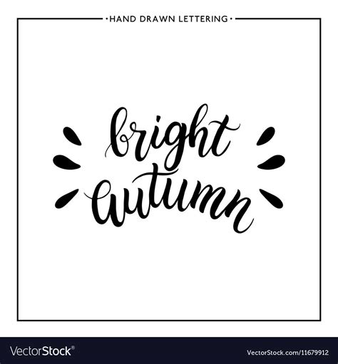 Bright Autumn Text Hand Painted Lettering Vector Image